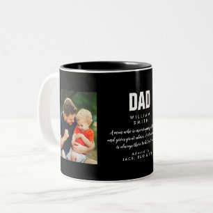 Tasse 2 Couleurs Citation de papa photo moderne cool noir et blanc