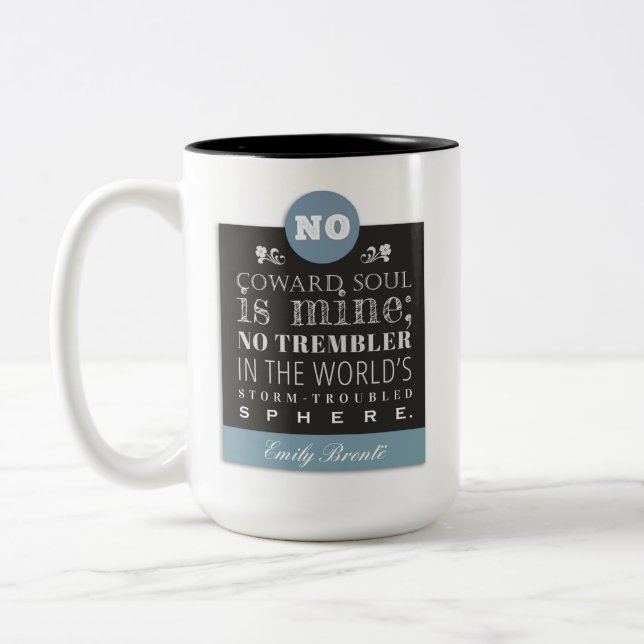 Tasse 2 Couleurs Citation de poème Emily Bronte - Aucune âme de cow (Gauche)
