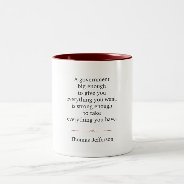 Tasse 2 Couleurs Citation de Thomas Jefferson (Centre)