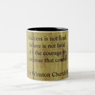 Tasse 2 Couleurs Citation de Winston Churchill ; Succès Bois Vieill
