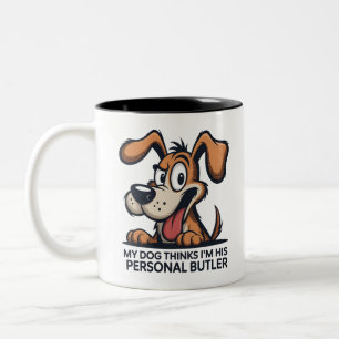 Tasse 2 Couleurs Citation drôle de chien majordome de dessin animé