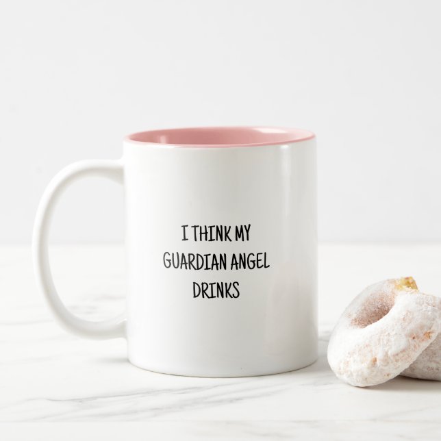 Tasse 2 Couleurs Citation drôle Humoristique Guardian Angel Boisson (Avec donut)