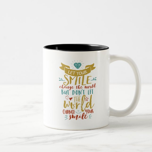 Tasse 2 Couleurs Citation Inspirationnelle Laissez-Vous Sourire Cha (Droit)
