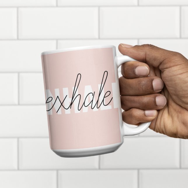 Tasse 2 Couleurs Citation moderne Pastel Pink Inhale Exhale (Créateur téléchargé)