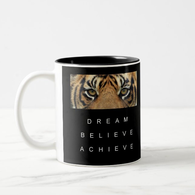 Tasse 2 Couleurs Citation Motivationnelle Tiger Oeil Noir Et Blanc (Gauche)