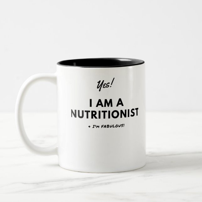 Tasse 2 Couleurs Citation noire et blanche de nutritionniste drôle (Gauche)