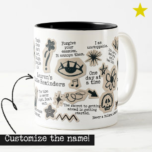 Tasse 2 Couleurs Citation quotidienne de doodle autocollant Nom per
