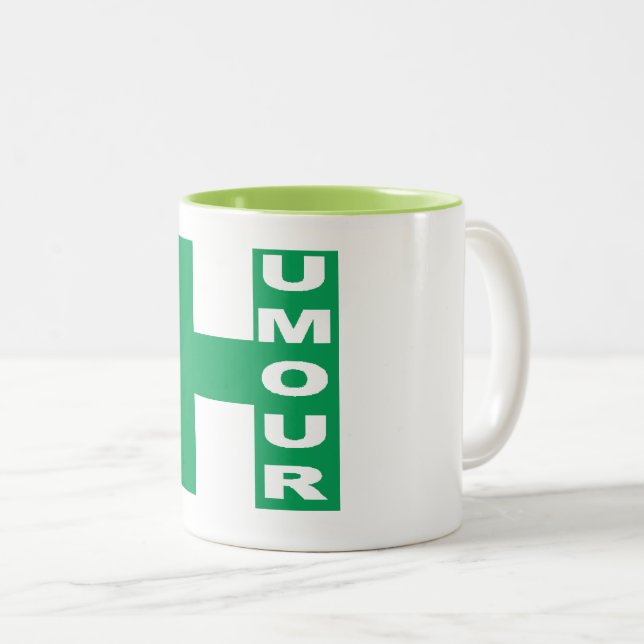 Tasse 2 couleurs  citron vert  HUMOUR (Devant droit)