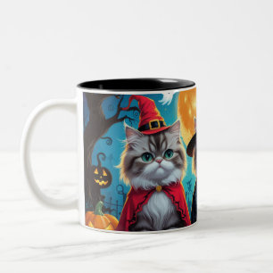 Tasse 2 Couleurs Citrouille de chats perses Halloween drôle