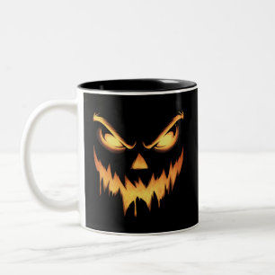 Tasse 2 Couleurs Citrouille effrayant Jack-o'-lantern Face Hallowee