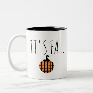 Tasse 2 Couleurs Citrouille rayée moderne d'automne Halloween