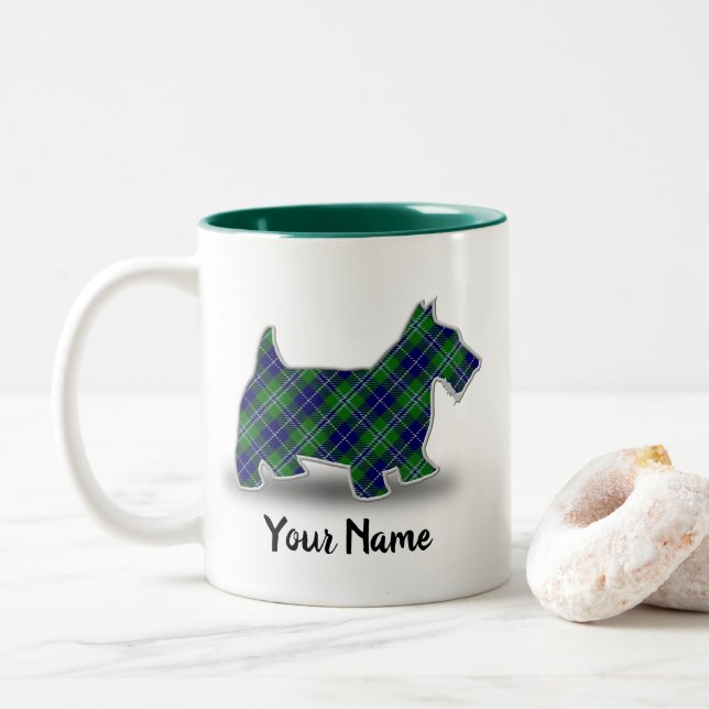 Tasse 2 Couleurs Clan écossais Douglas Tartan Scottish Terrier (Avec donut)