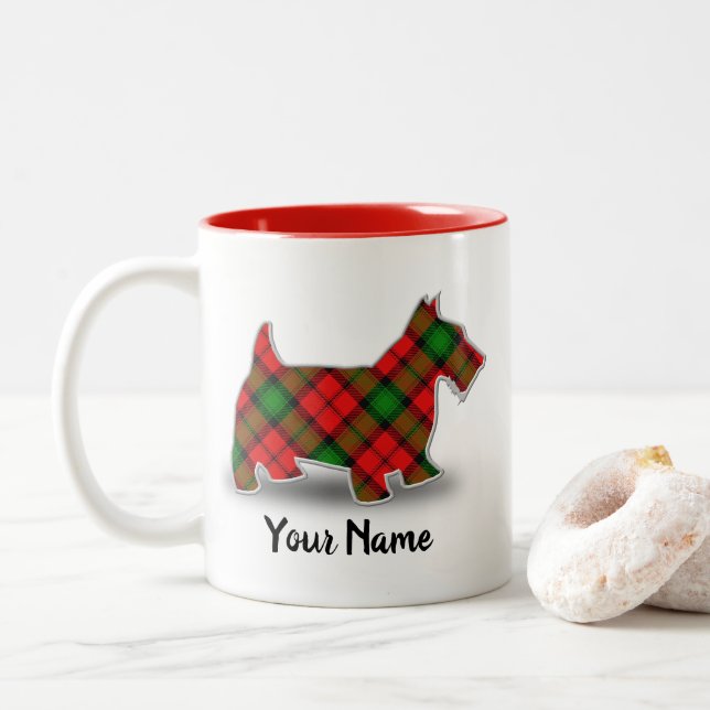 Tasse 2 Couleurs Clan écossais Kerr Tartan Scottish Terrier (Avec donut)
