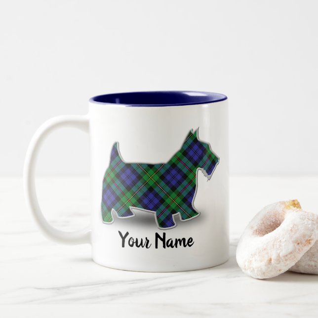 Tasse 2 Couleurs Clan MacEwen Tartan Scottish Terrier (Avec donut)