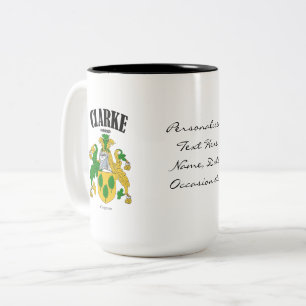 Tasse 2 Couleurs Clarke Family Crest, Traduction & Signification