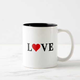 Tasse 2 Couleurs Classique AMOUR Coeur Élégant minimaliste
