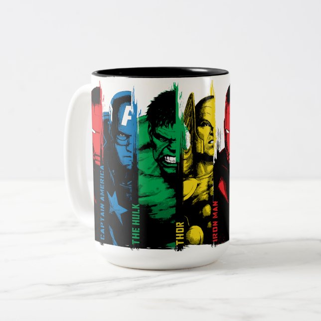 Tasse 2 Couleurs Classiques Avengers | Paint Brush Lineup (Devant gauche)