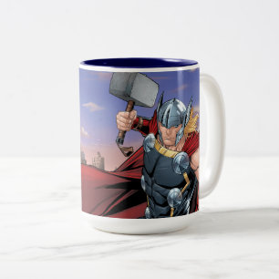 Tasse 2 Couleurs Classiques Avengers Thor bondissant avec Mjolnir