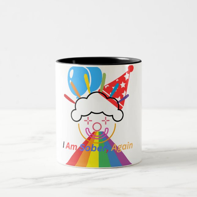 Tasse 2 Couleurs Clown : Je suis sobre à nouveau (Centre)