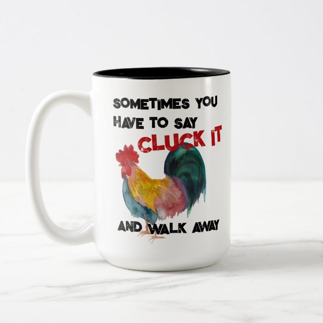 Tasse 2 Couleurs Cluck It Funky Farm Rooster (Gauche)