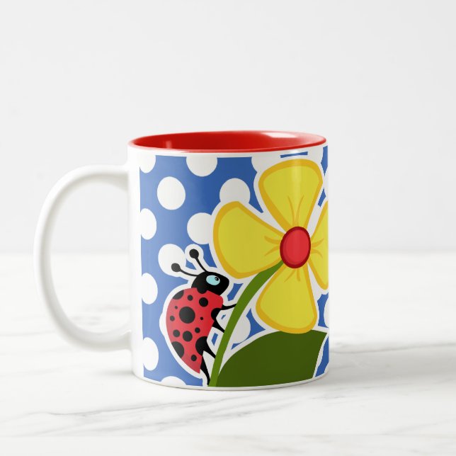 Tasse 2 Couleurs Coccinelle sur le pois de bleu Cerulean (Gauche)