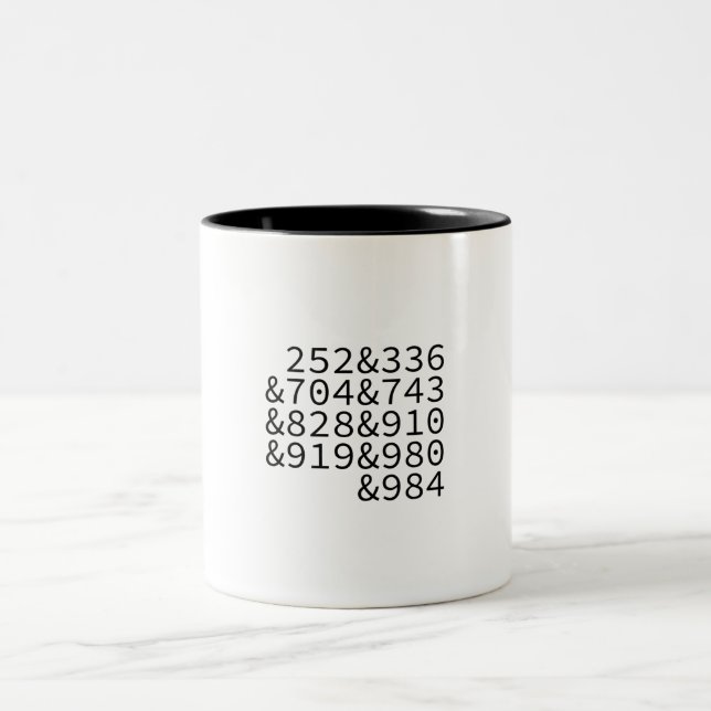 Tasse 2 Couleurs Codes régionaux Caroline du Nord (Centre)
