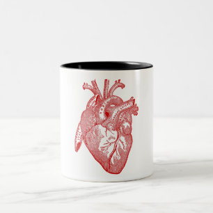 Tasse 2 Couleurs Coeur Anatomique Rouge