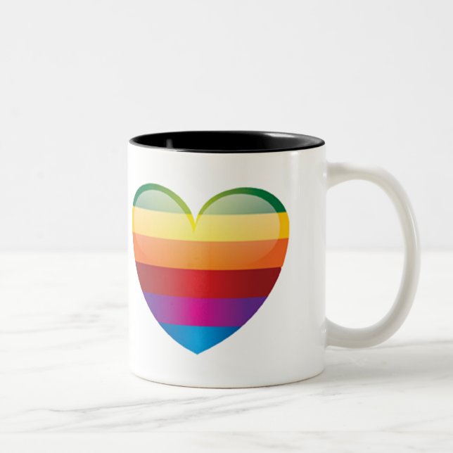 Tasse 2 Couleurs Coeur arc-en-ciel (Droit)