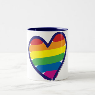 Tasse 2 Couleurs Coeur arc-en-ciel gay pride