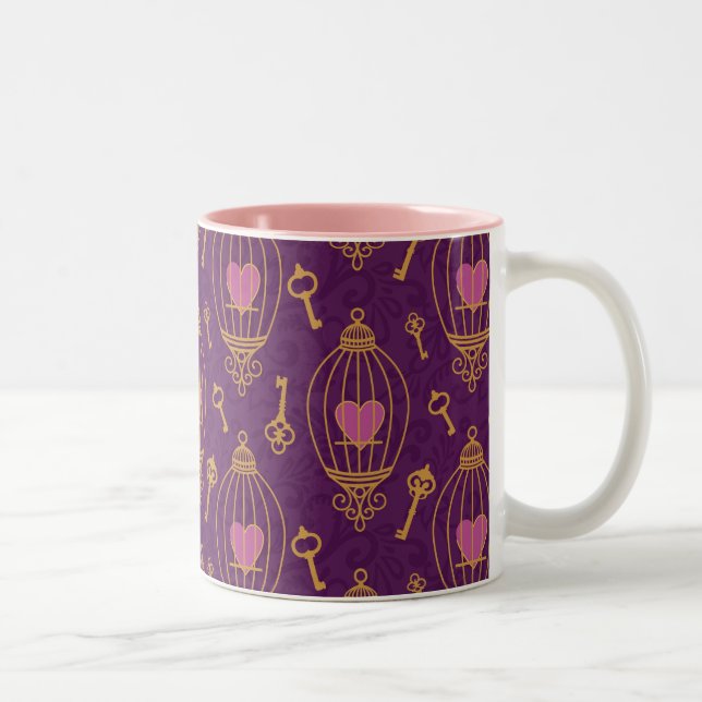 Tasse 2 Couleurs Coeur-clé-motif (Droit)