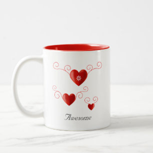 Tasse 2 Couleurs Cœur d'amour en fleurs