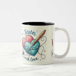 Tasse 2 Couleurs Coeur de la Saint-Valentin Rouge artistique Broder