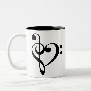 Tasse 2 Couleurs Coeur de musique Coeur de basse basse aigu - Noir