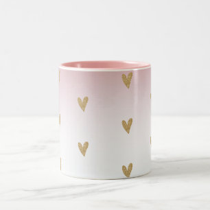 Tasse 2 Couleurs Coeur de Parties scintillant dorée d'Ombre blanc 
