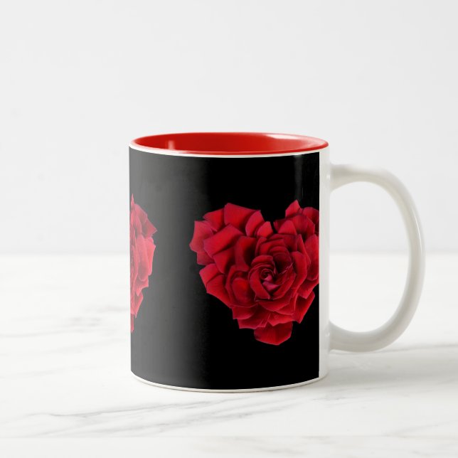 Tasse 2 Couleurs Coeur de rose rouge (Droit)