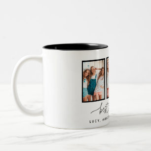 Tasse 2 Couleurs Coeur de script mignon moderne multi photo meilleu