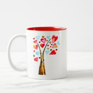 Tasse 2 Couleurs Coeur des valentines aquarelle art