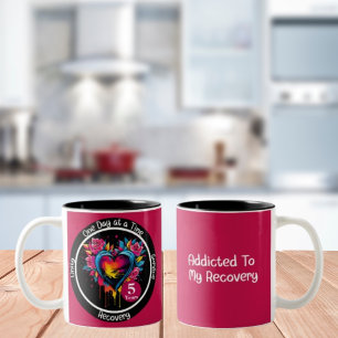 Tasse 2 Couleurs Coeur en 12 étapes personnalisé