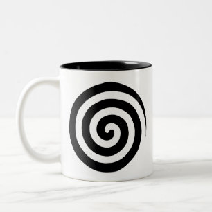 Tasse 2 Couleurs Cœur et spirale en cercles en noir et blanc Deux-