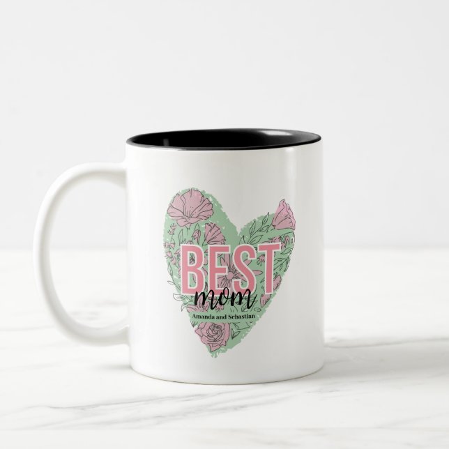 Tasse 2 Couleurs Coeur floral moderne (Gauche)