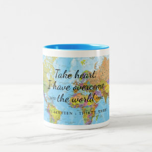 Tasse 2 Couleurs Coeur, j'ai surmonté le monde.