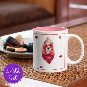 Tasse 2 Couleurs Coeur Paw Cavalier Spaniel Valentines Jour Cadeau 