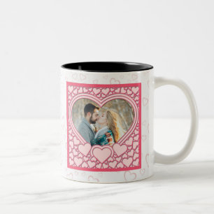 Tasse 2 Couleurs Cœur Rose Élégant Joyeuse Saint-Valentin Élégant