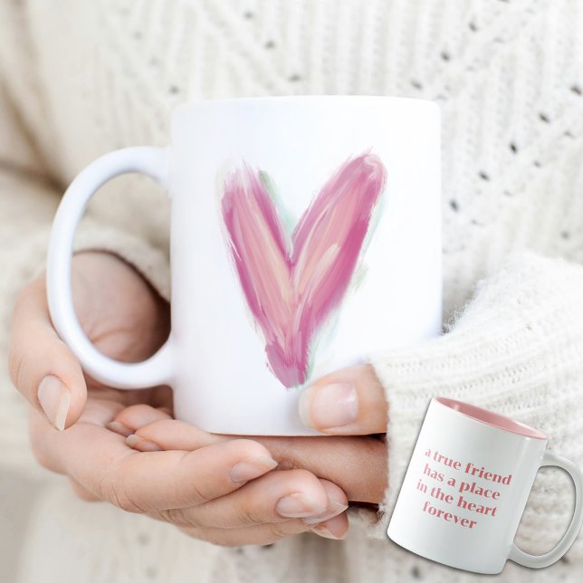 Tasse 2 Couleurs Coeur rose Galentine Amitié (Pink Heart Galentine Friendship Mug)