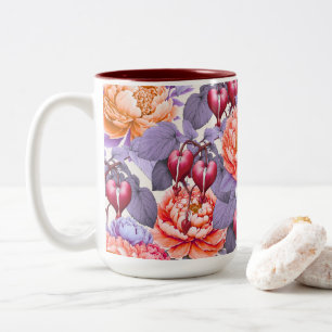 Tasse 2 Couleurs Coeur saignant romantique Floral & Peony