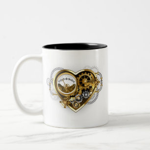 Tasse 2 Couleurs Cœur Steampunk avec un manomètre