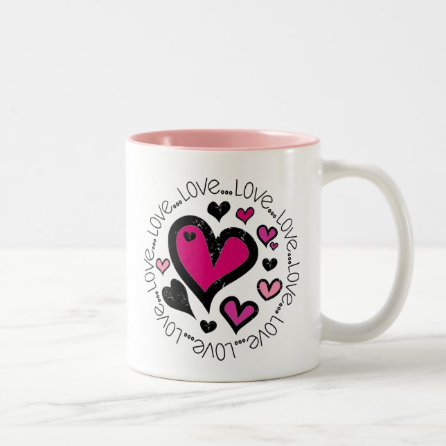 Tasse 2 Couleurs Coeurs Amour Amour Amour (Droit)