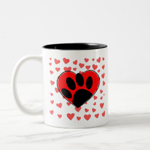 Tasse 2 Couleurs Coeurs Amoureux de les chiens partout