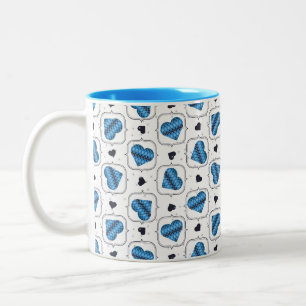 Tasse 2 Couleurs Coeurs bleu foncé Jacquard posh