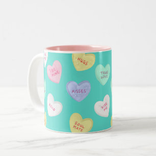Tasse 2 Couleurs Coeurs bonbons de Saint-Valentin classiques sur Tu